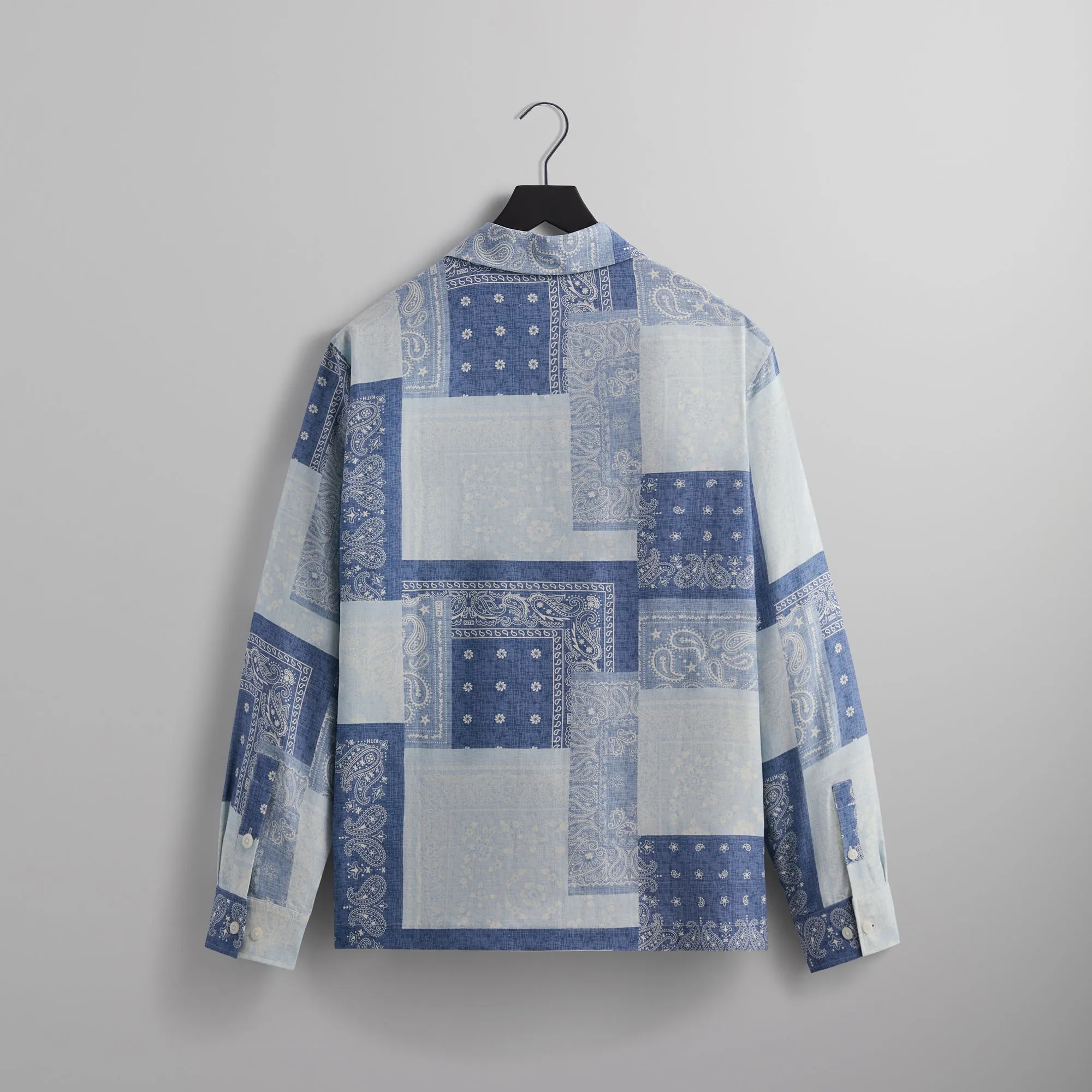 Kith Washed Paisley Long Sleeve Boxy Collared Overshirt - Light Indigo