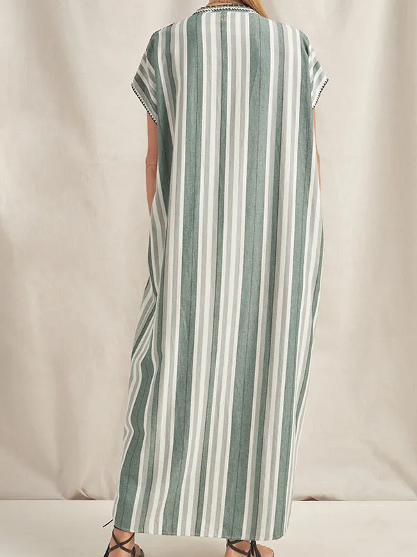 Knossos Caftan in Green Stripe