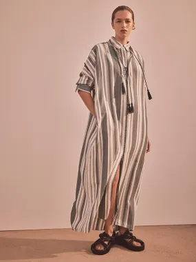 Knossos Caftan in Green Stripe