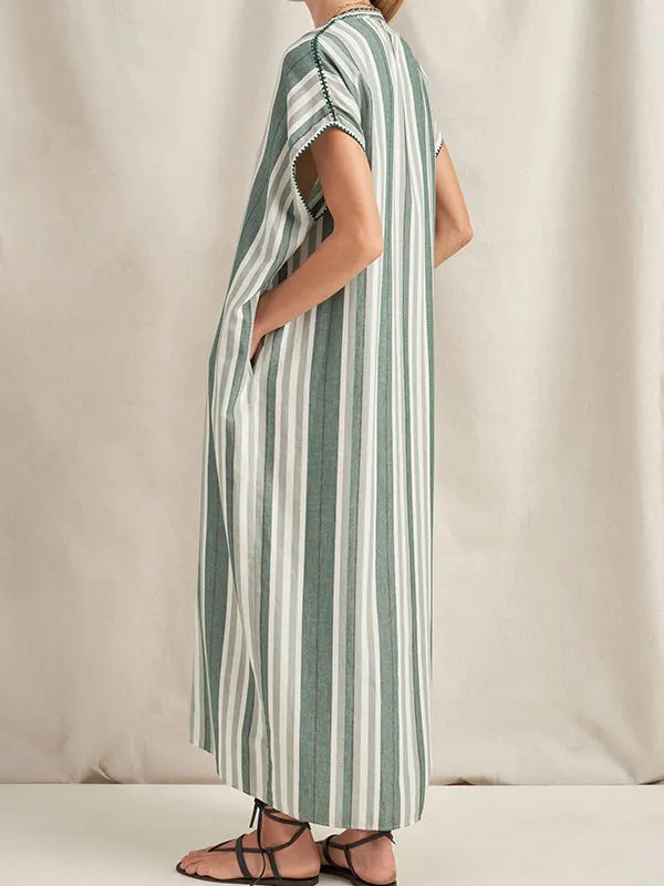 Knossos Caftan in Green Stripe