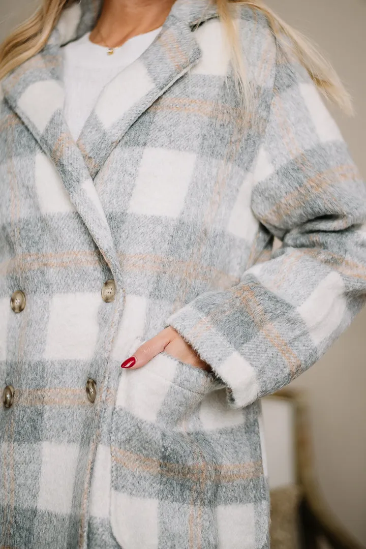 Last Night Soft Knit Plaid Jacket