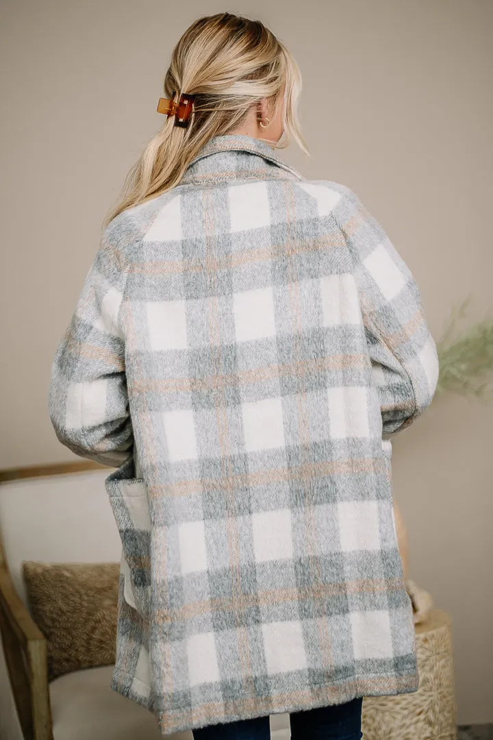 Last Night Soft Knit Plaid Jacket