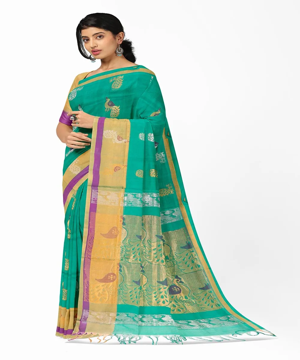 Light green butta rajahmundry handwoven cotton saree