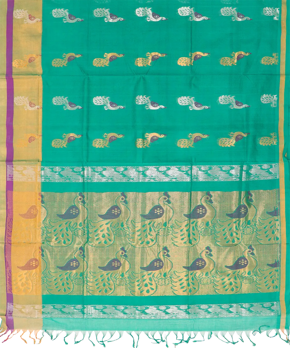 Light green butta rajahmundry handwoven cotton saree