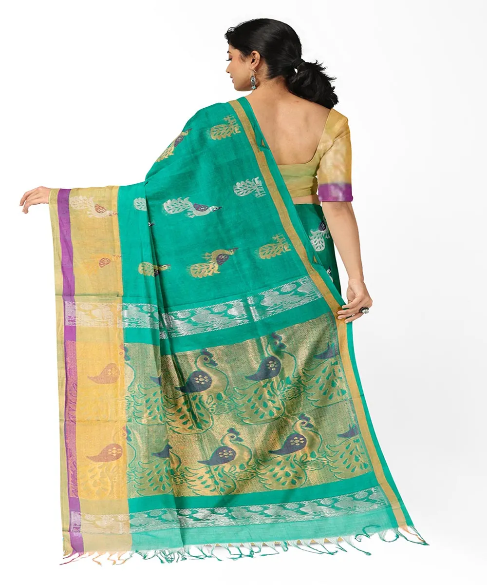 Light green butta rajahmundry handwoven cotton saree