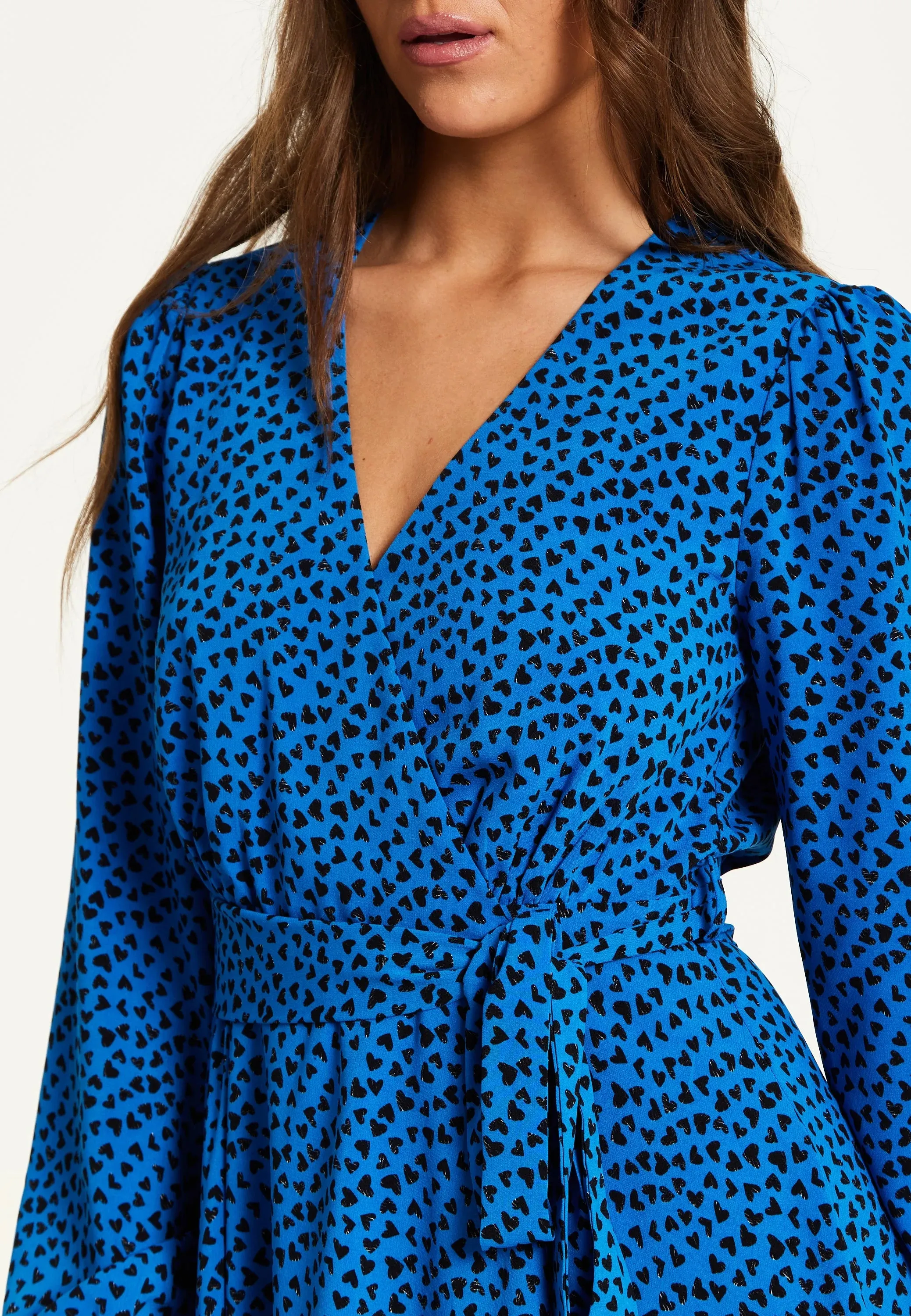 Liquorish Heart Print Mini Wrap Dress