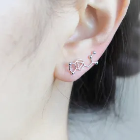 LSD Molecule Ear Climber / gold, silver, Pink gold