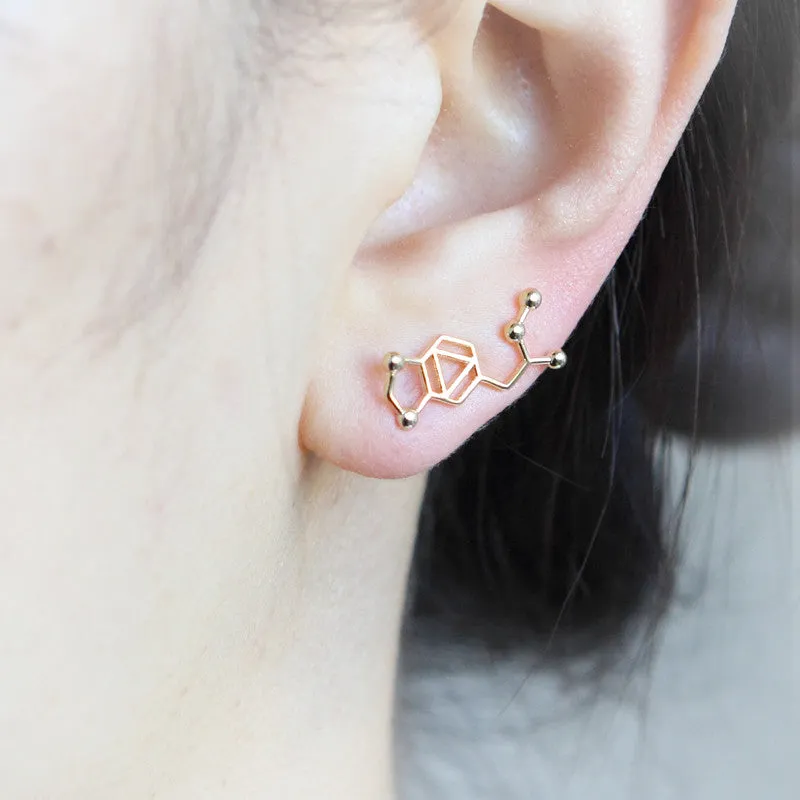 LSD Molecule Ear Climber / gold, silver, Pink gold