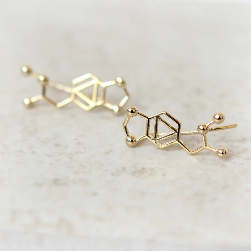 LSD Molecule Ear Climber / gold, silver, Pink gold