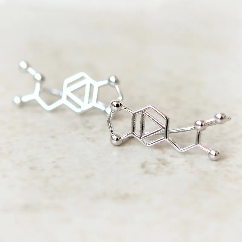 LSD Molecule Ear Climber / gold, silver, Pink gold