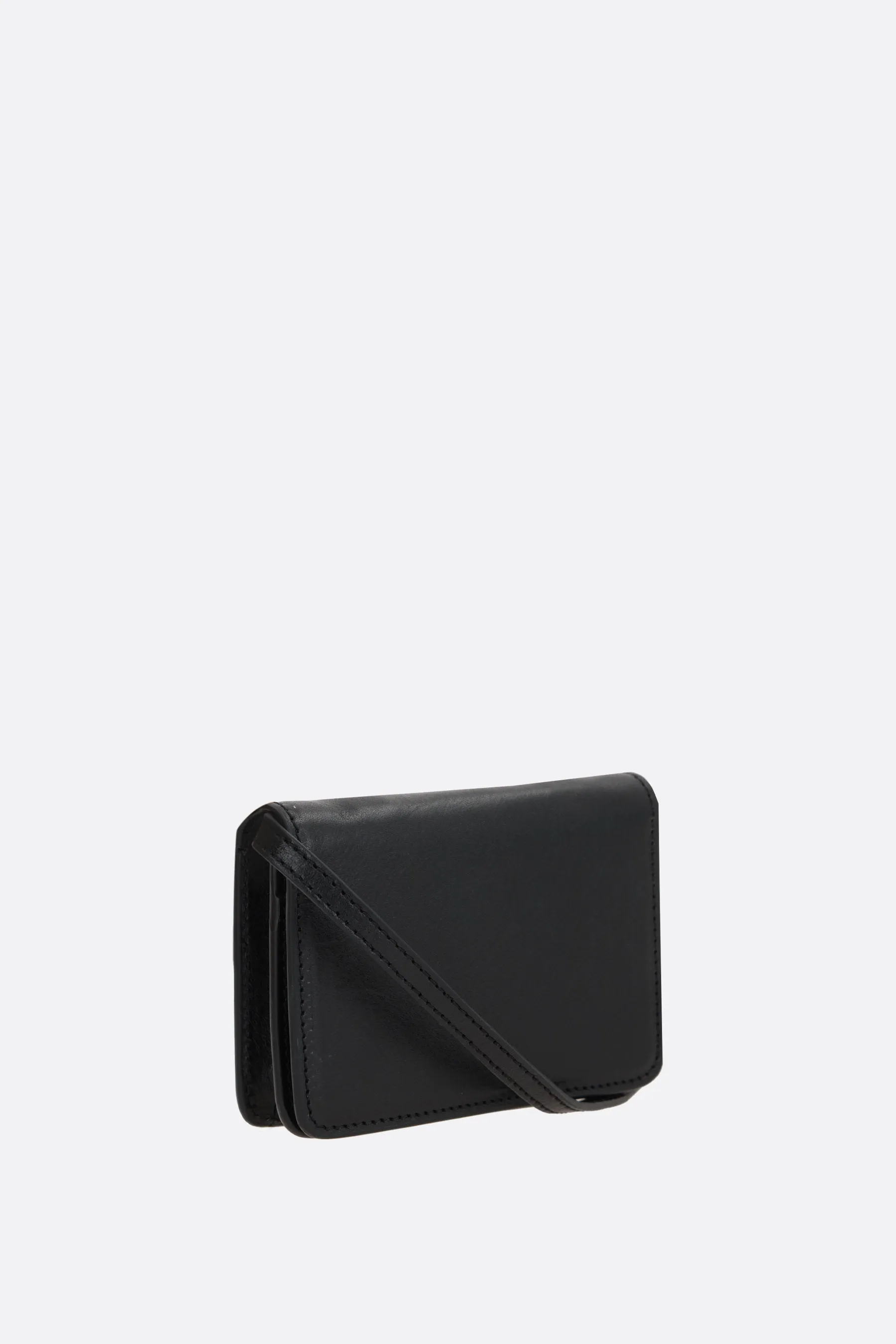 Lulu mini smooth leather card case with strap