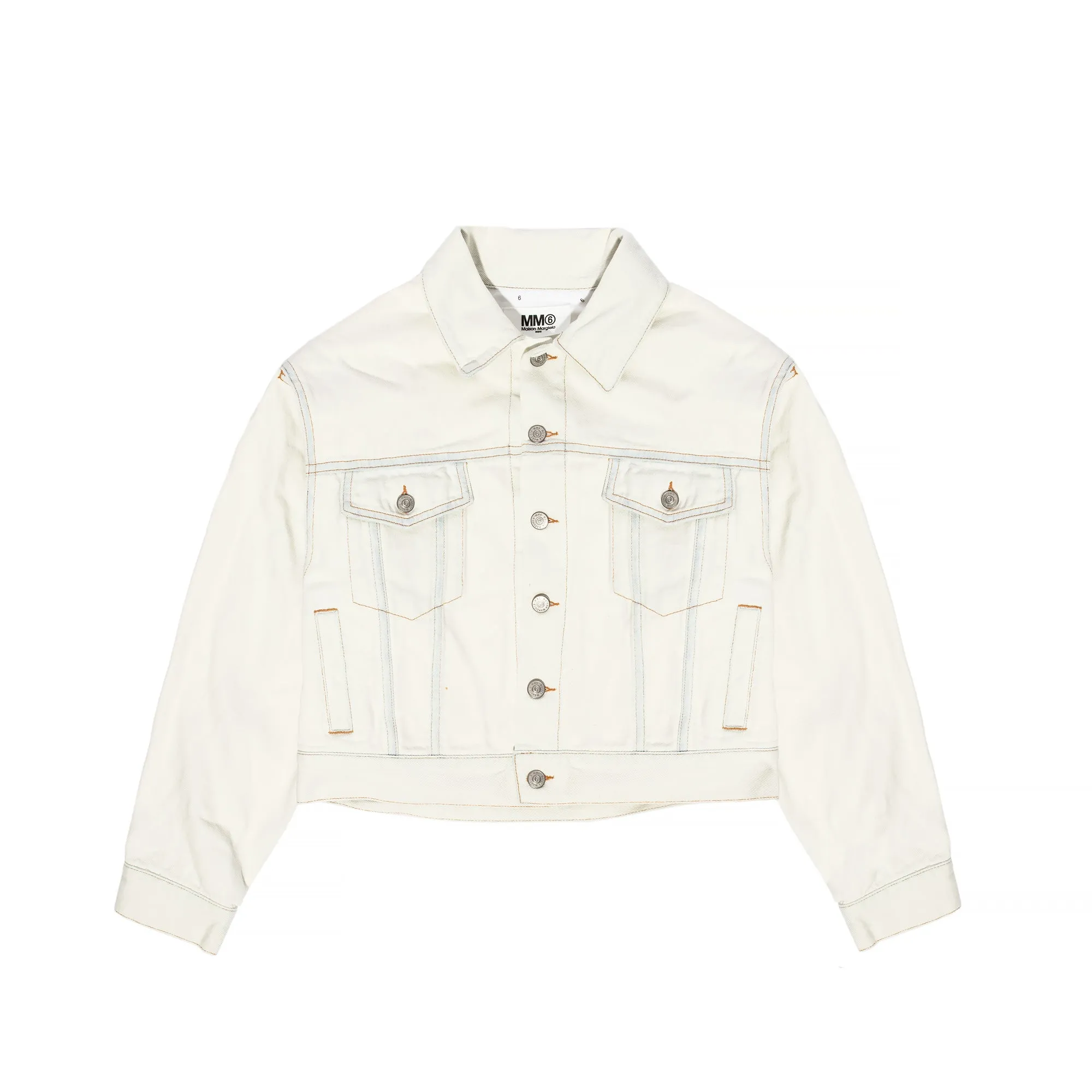 Maison Margiela MM6 Womens Cotton Denim Cropped Jacket White