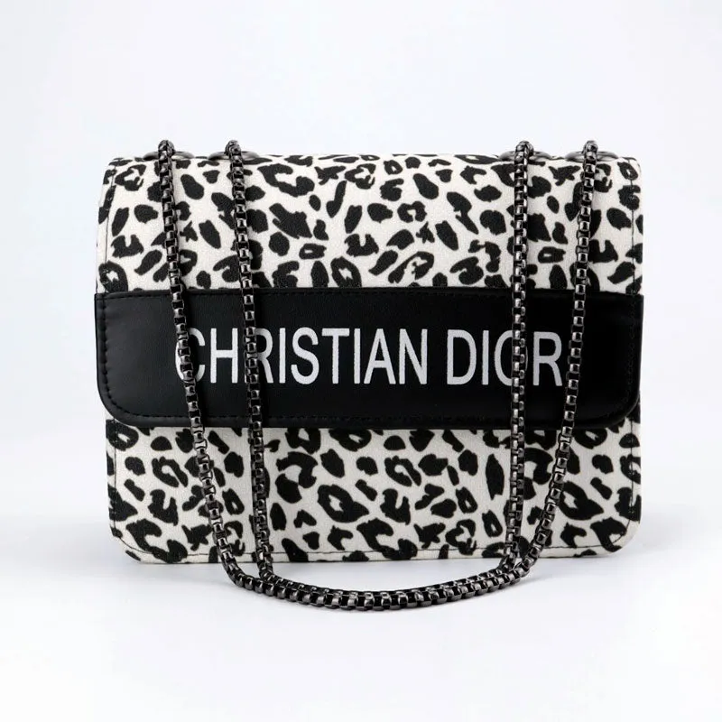 Medium Long Chain Bag Flap Open Leopard Zebra Print Shoulder Purses