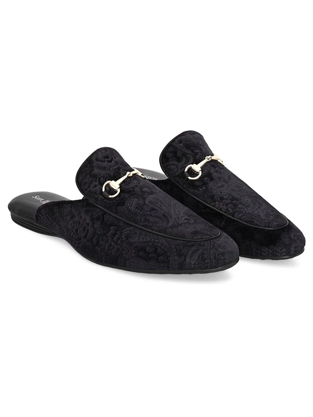 Miller Black Paisley Textured Mules