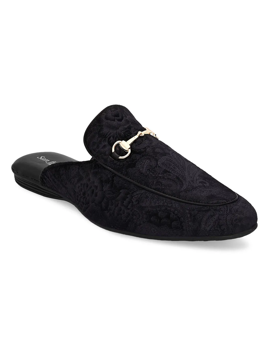 Miller Black Paisley Textured Mules