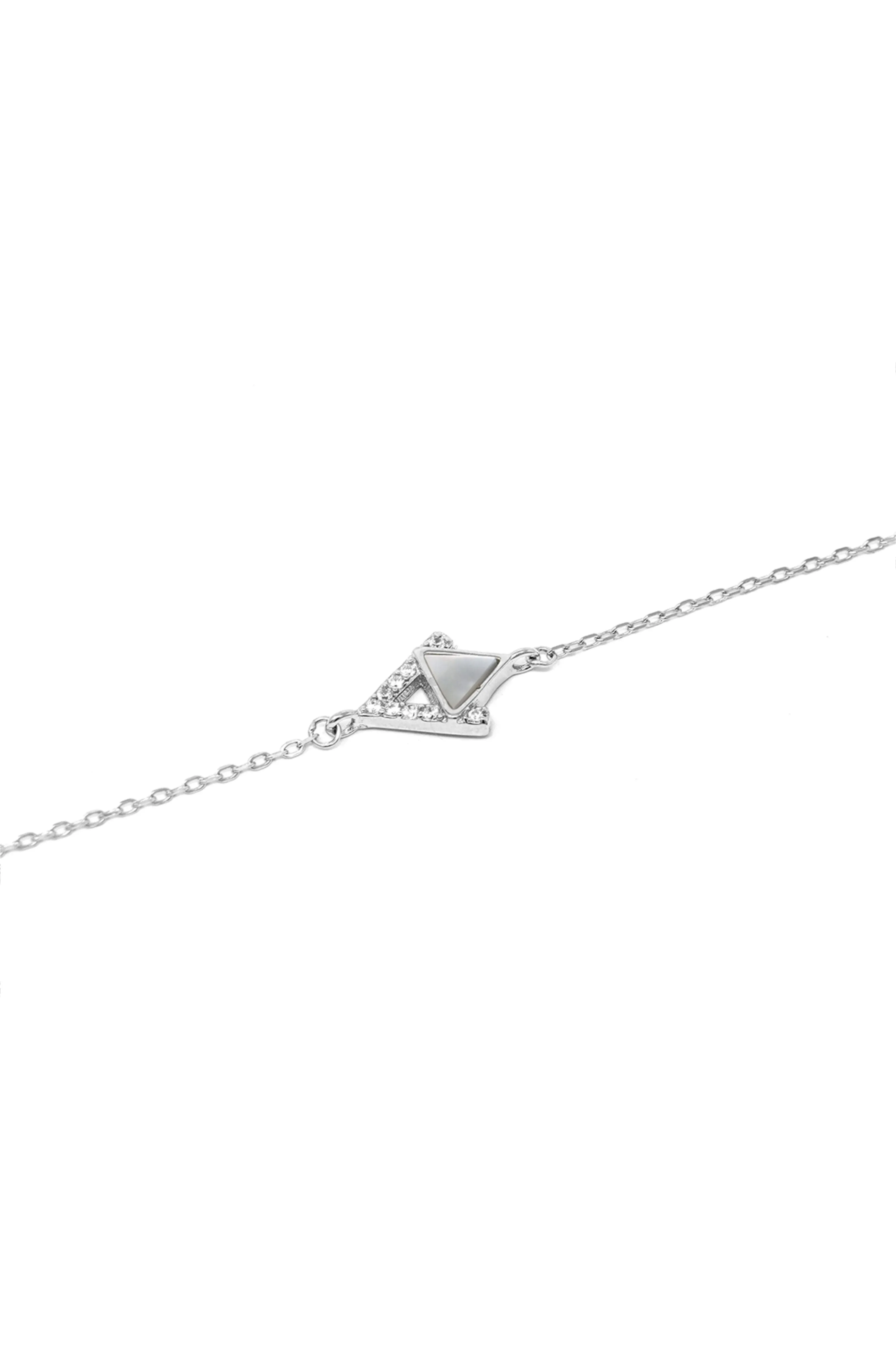 Mother Of Pearl Entangled Triangles Sterling Silver Chain Bracelet