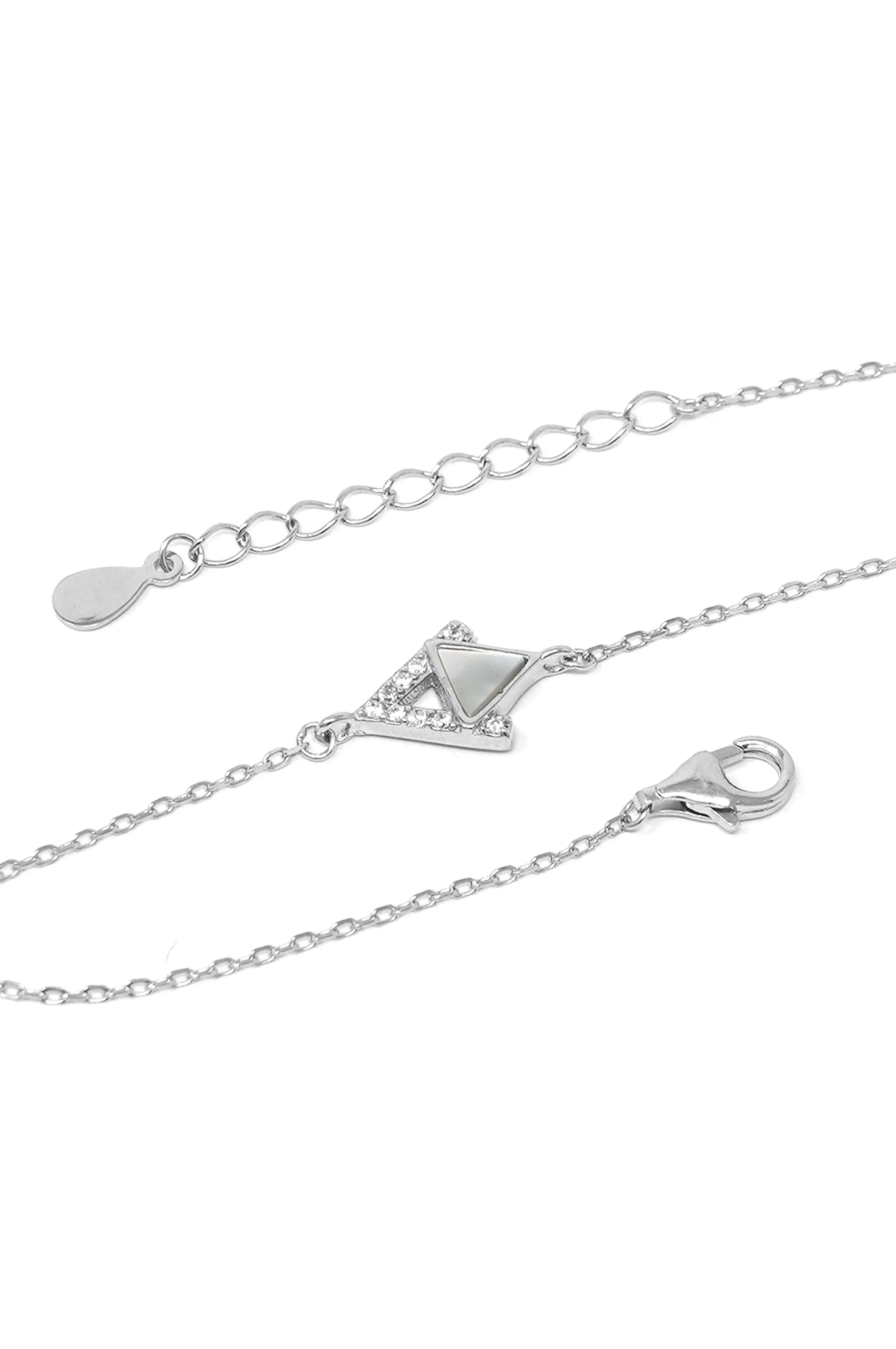 Mother Of Pearl Entangled Triangles Sterling Silver Chain Bracelet