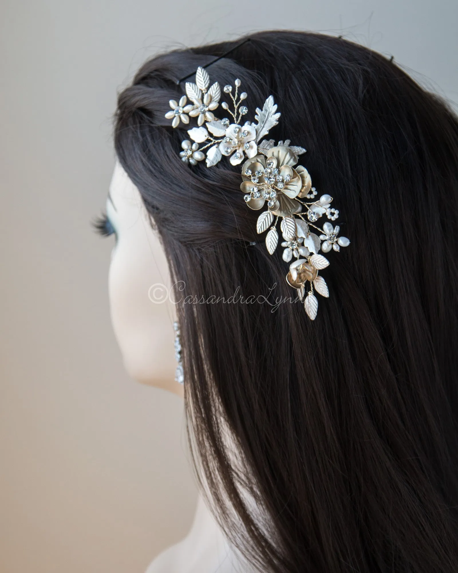 Mutli Tone Golden Pearl Wedding Hair Comb