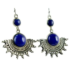 Natural Lapis Lazuli designer Handmade Dangle Drop Earrings 925 Solid Sterling Silver