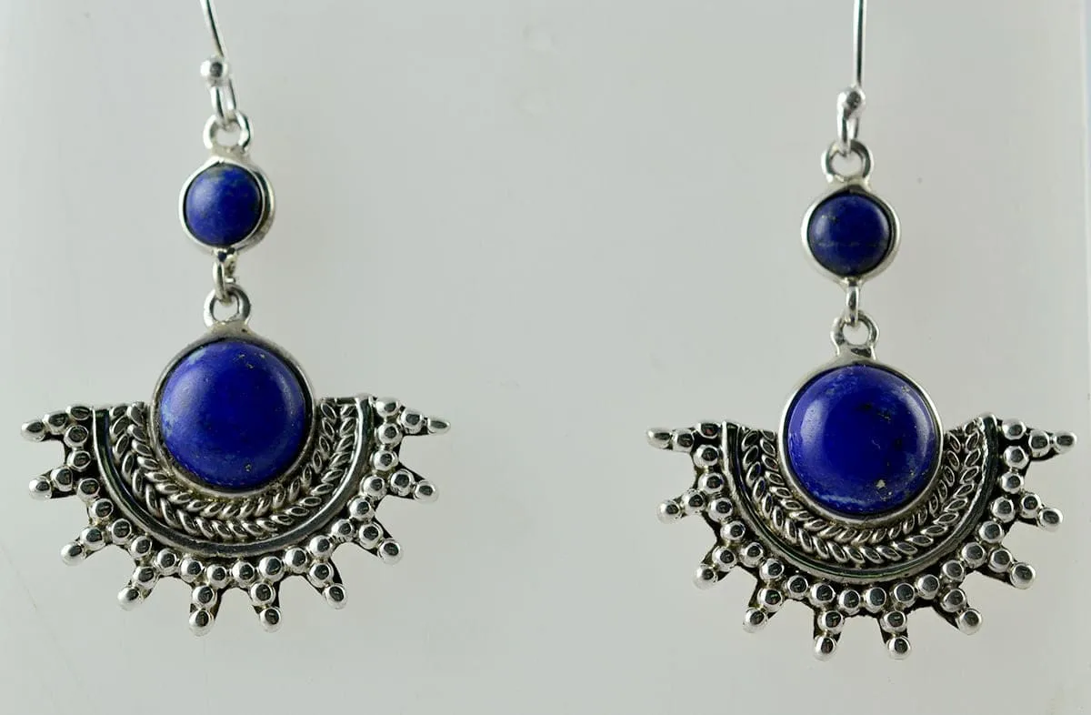 Natural Lapis Lazuli designer Handmade Dangle Drop Earrings 925 Solid Sterling Silver