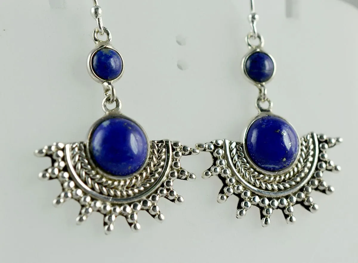 Natural Lapis Lazuli designer Handmade Dangle Drop Earrings 925 Solid Sterling Silver