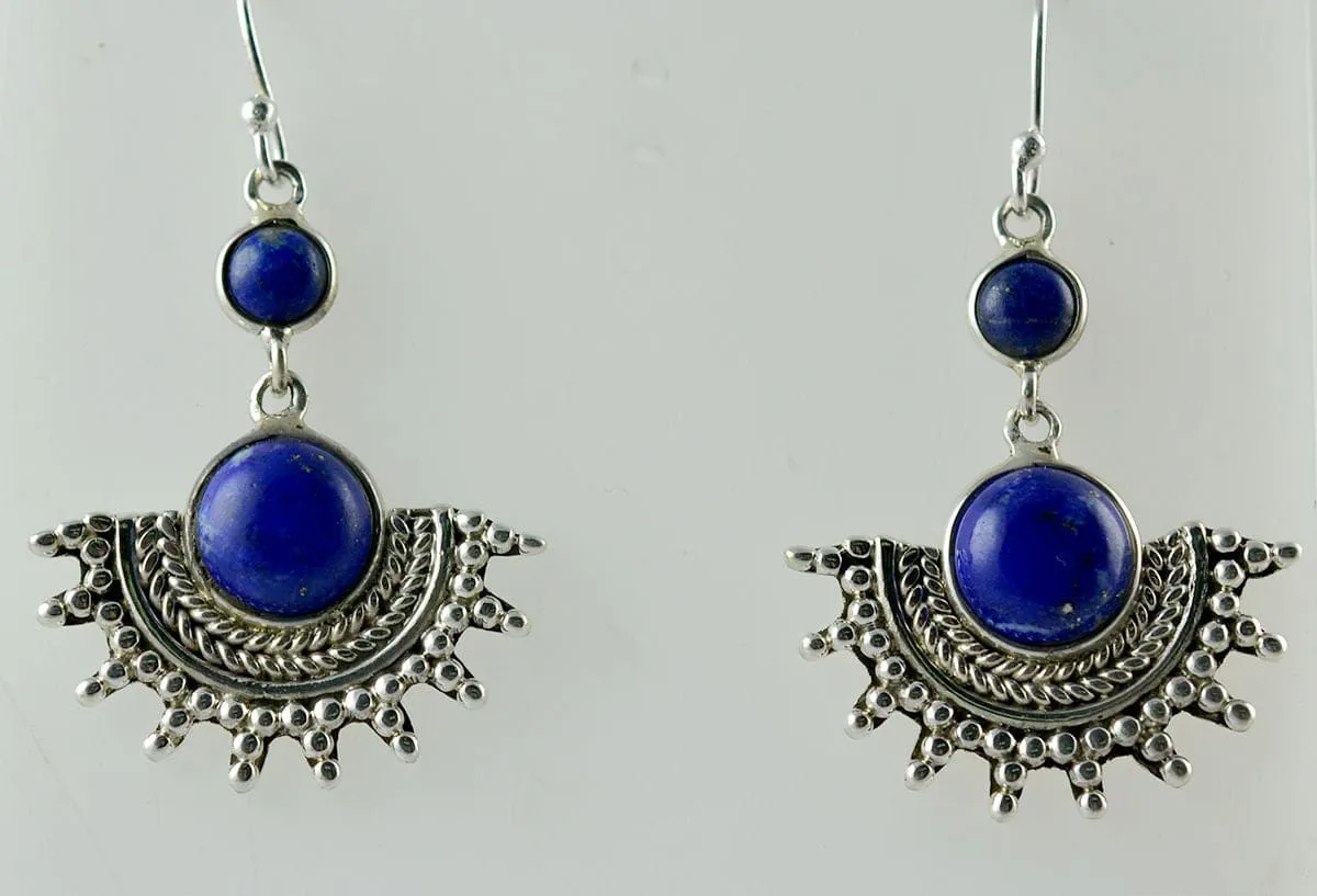 Natural Lapis Lazuli designer Handmade Dangle Drop Earrings 925 Solid Sterling Silver