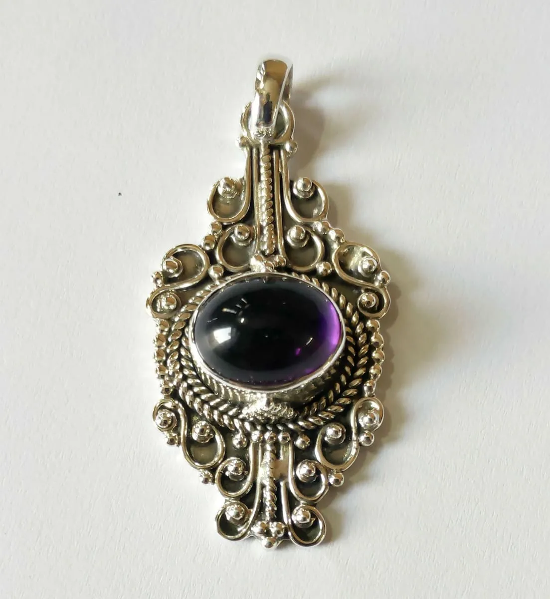 Navya Craft Amethyst 925 Solid Sterling Silver Handmade Pendant