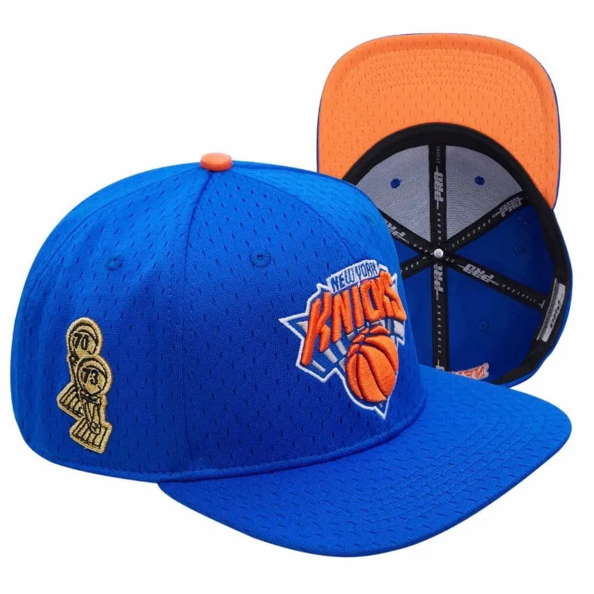 New York Knicks Logo Mesh Snapback Hat (Royal Blue)