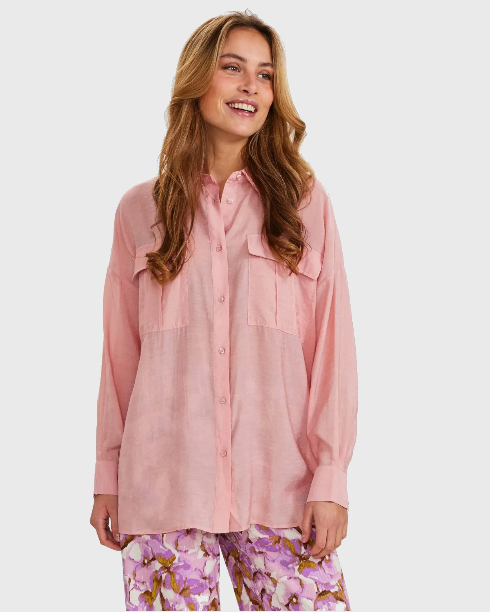 Numph Nuelinam Sheer Shirt Rose PInk