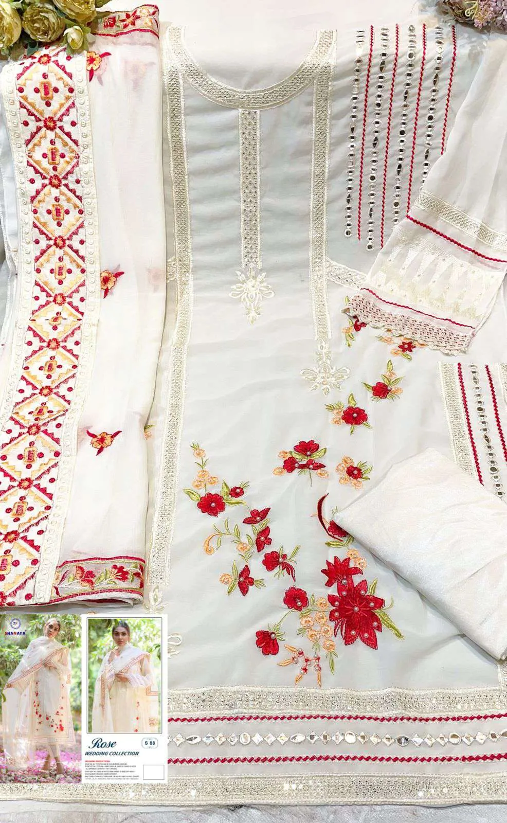 Off White Summer Collection Pakistani Style Suit