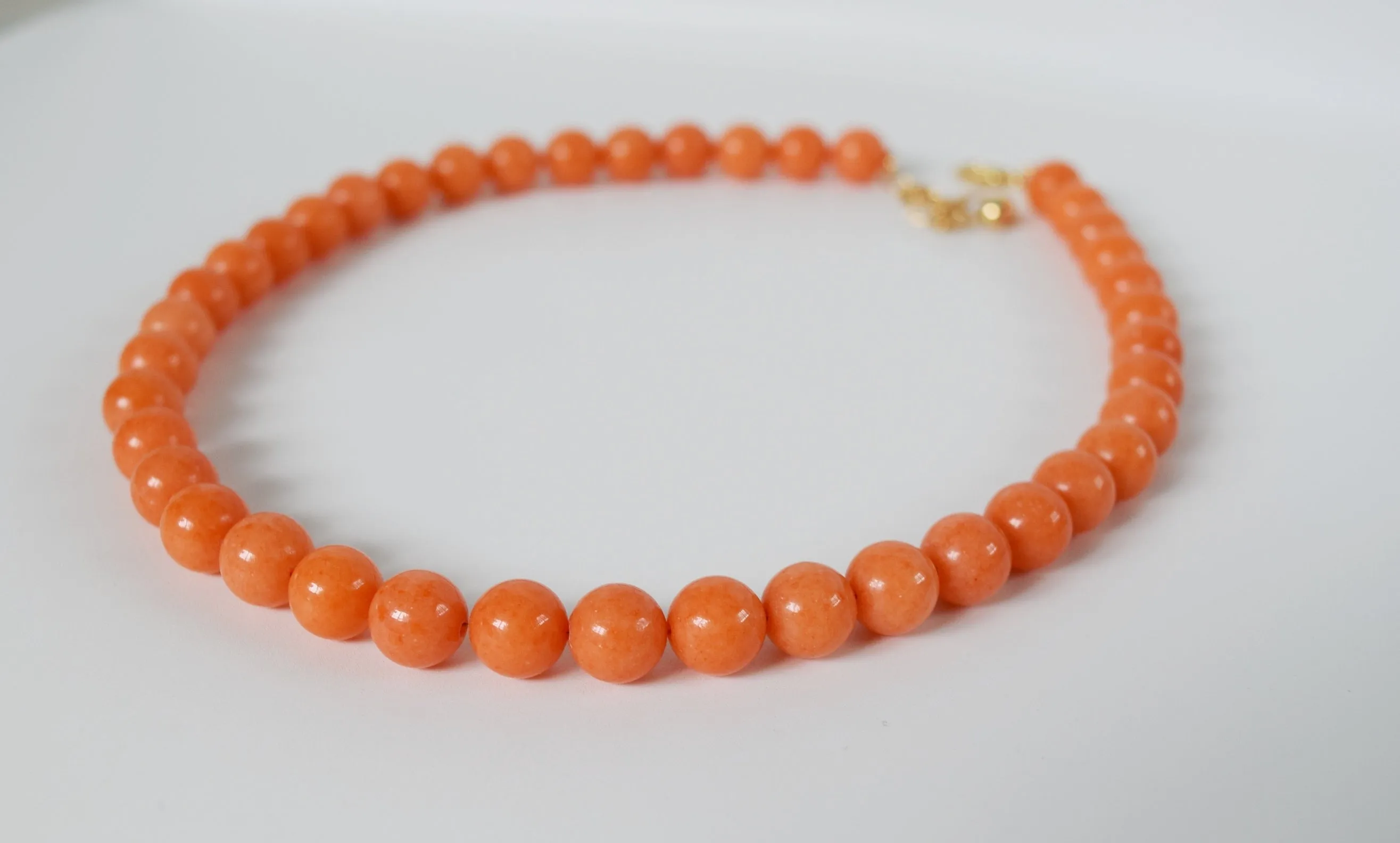 Orange Coral Beaded Necklace - Medium