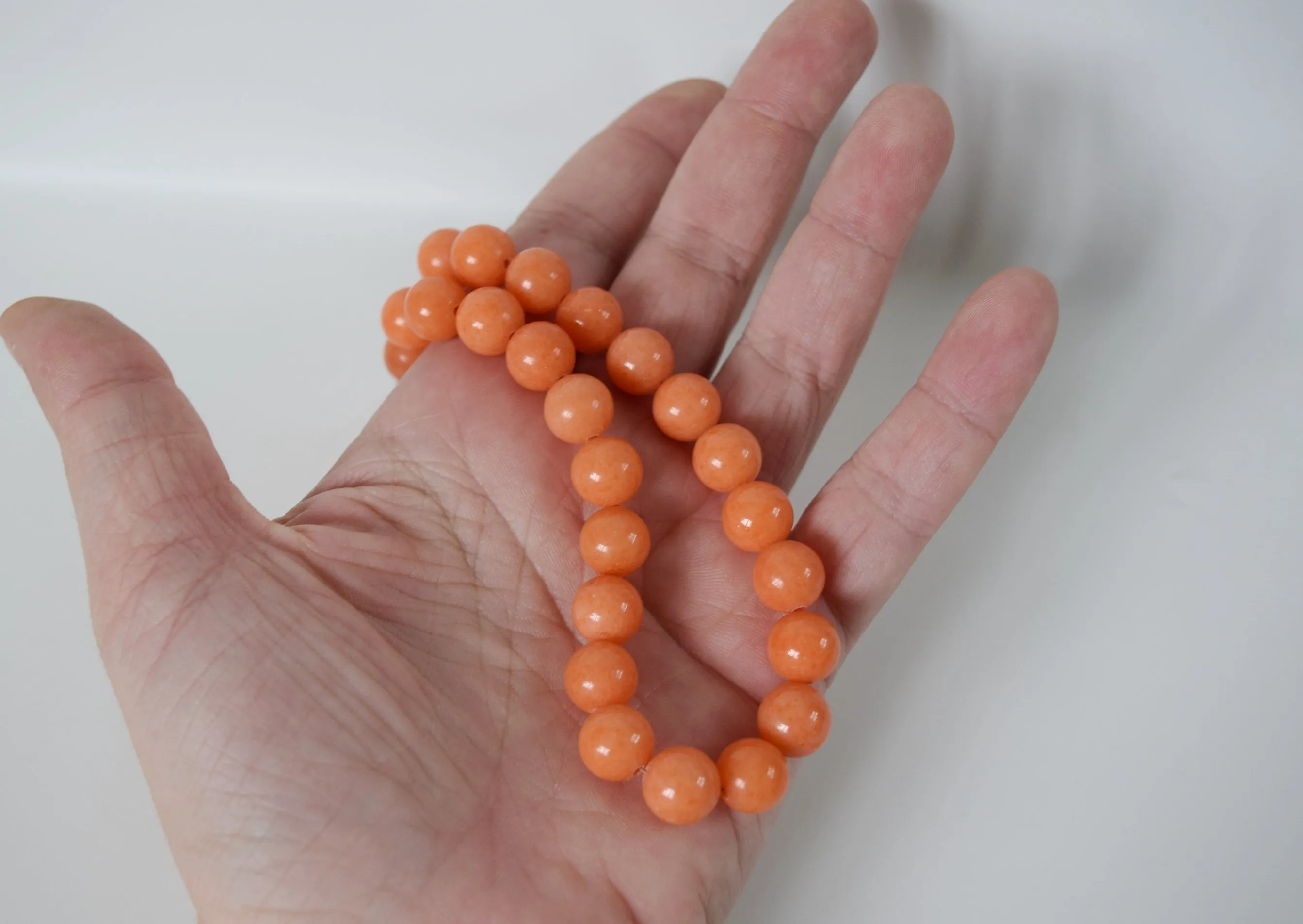 Orange Coral Beaded Necklace - Medium