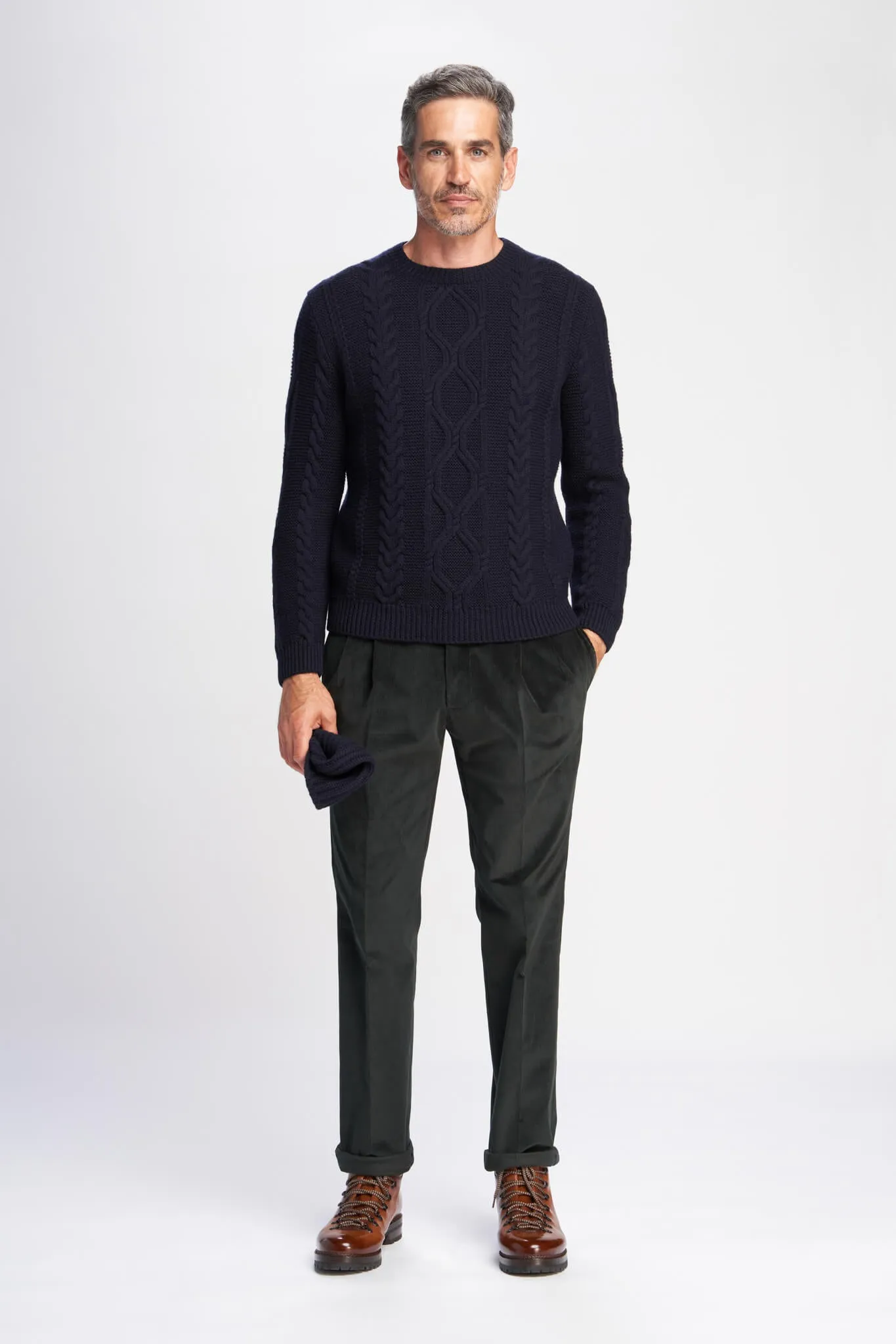 Orson knitted crew neck jumper in virgin wool