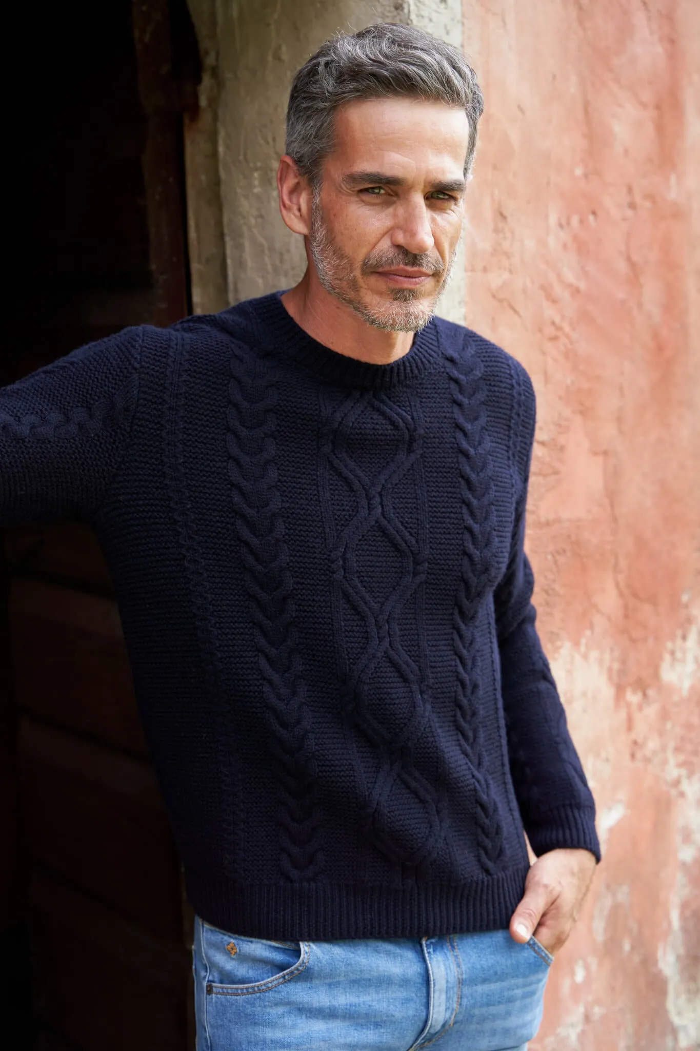 Orson knitted crew neck jumper in virgin wool