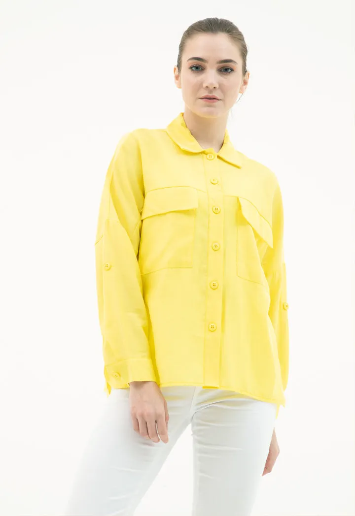 Oversized Solid Tencel Shirt (Free Size)