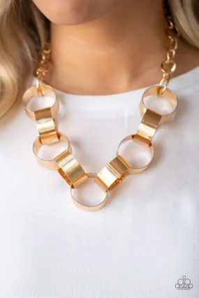 Paparazzi Necklace ~ Big Hit - Gold - Statement Necklace