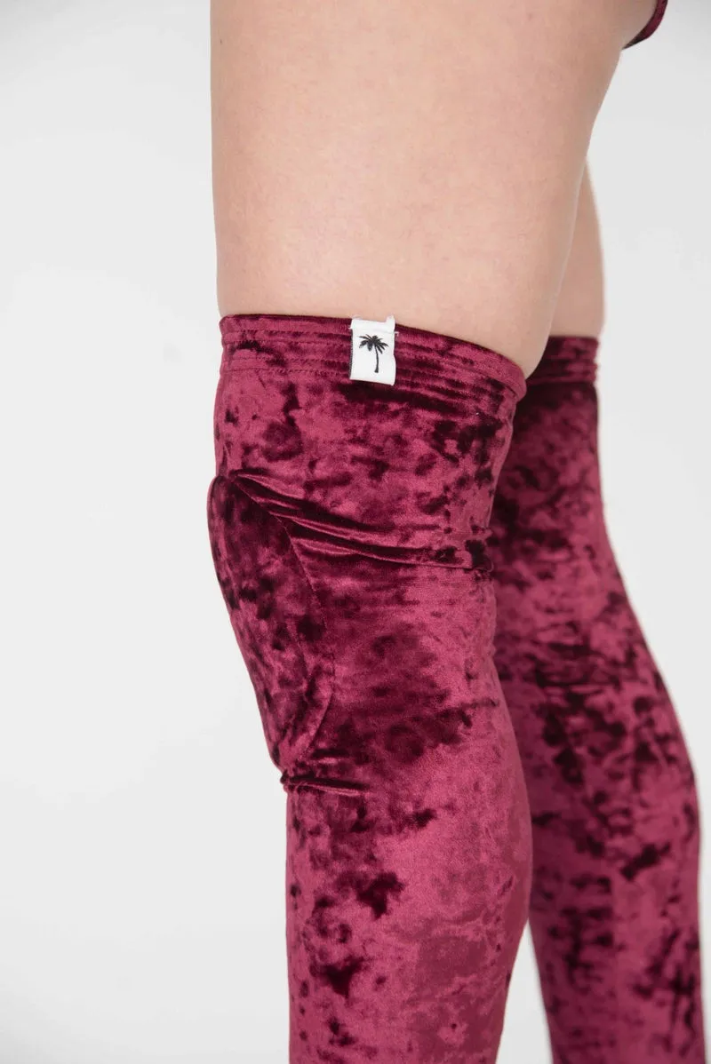 Paradise Chick Animal Leg Warmers (with kneepads) - Burgundy Velvet