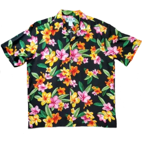 Plumeria All-over Hawaiian Shirt | Black