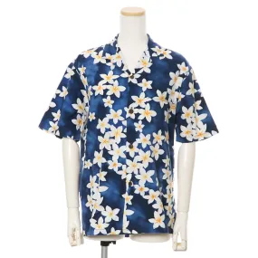 Plumeria Shower Cotton Hawaiian Shirt | Blue