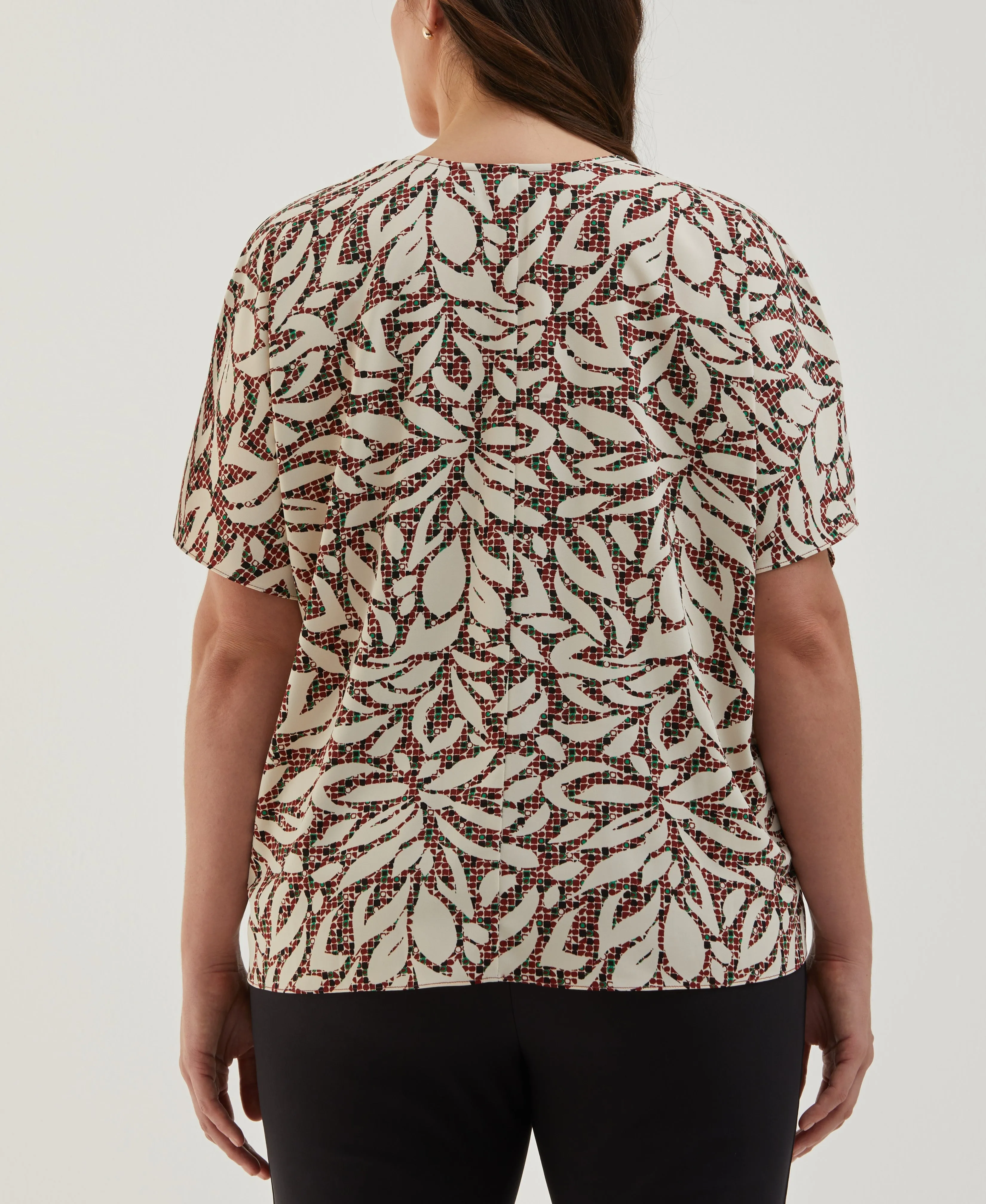 Plus Size Beach Geo Print Layered Dolman Sleeve Blouse