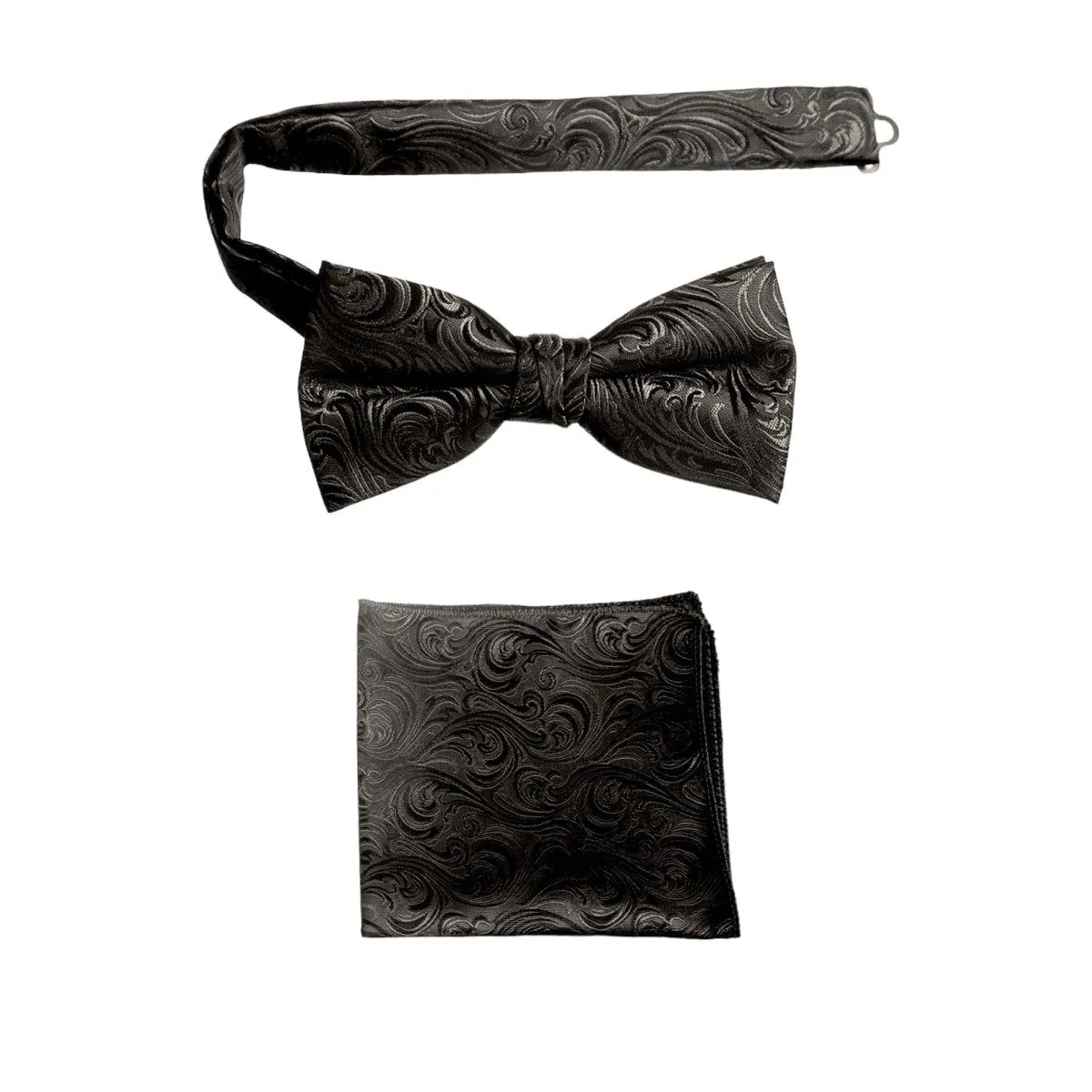 Pre-tied Bow Tie and Pocket Square Paisley Jacquard Handkerchief Sets