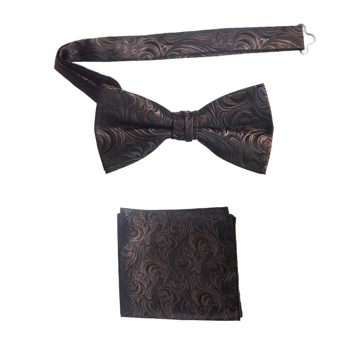 Pre-tied Bow Tie and Pocket Square Paisley Jacquard Handkerchief Sets