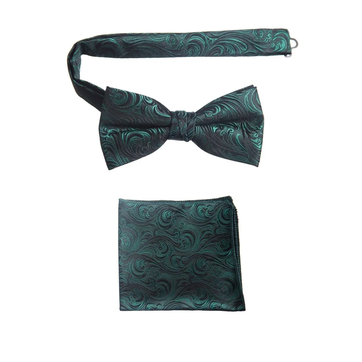 Pre-tied Bow Tie and Pocket Square Paisley Jacquard Handkerchief Sets