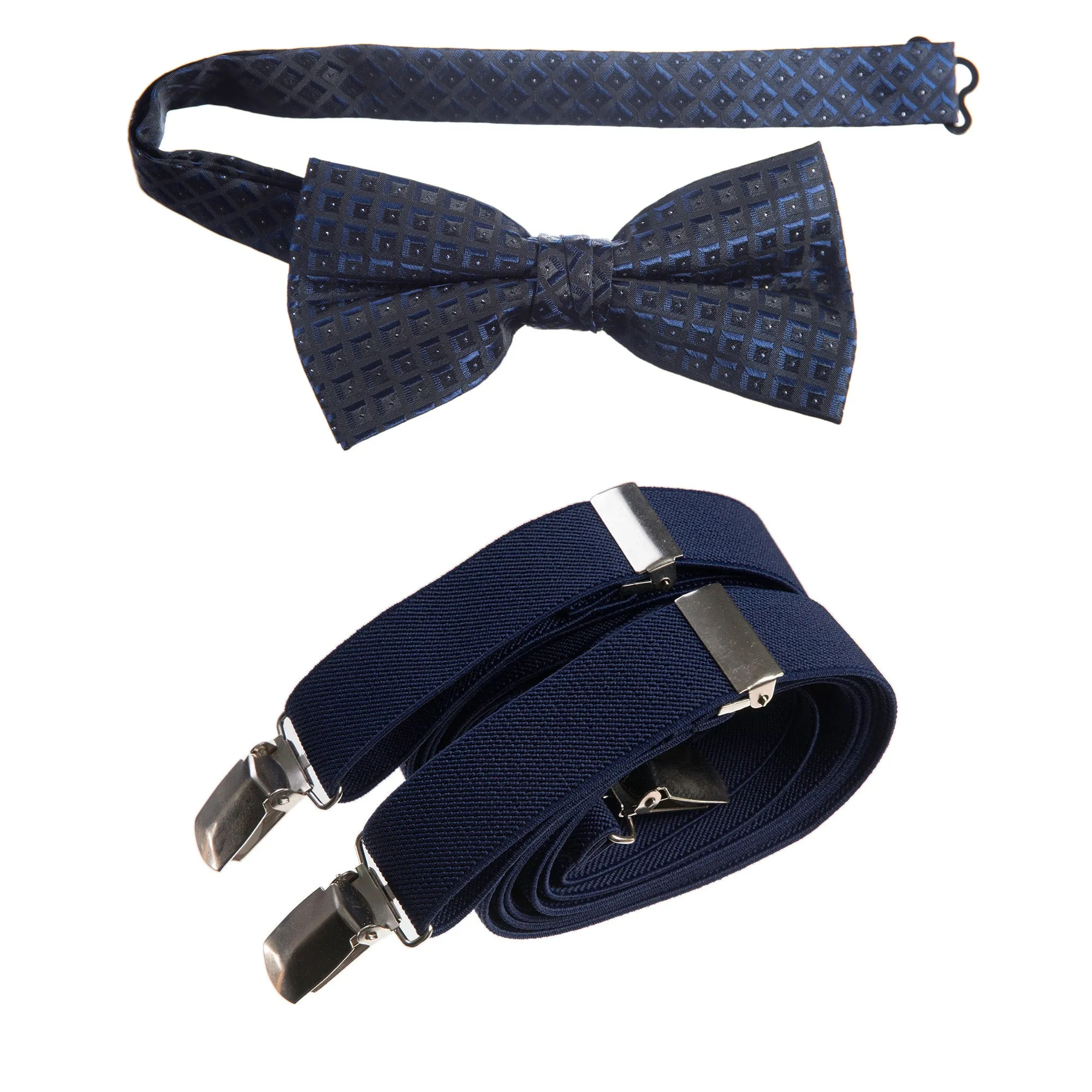 Pre-tied Bow Tie Paisley Jacquard and Adjustable Stretch Suspender Sets