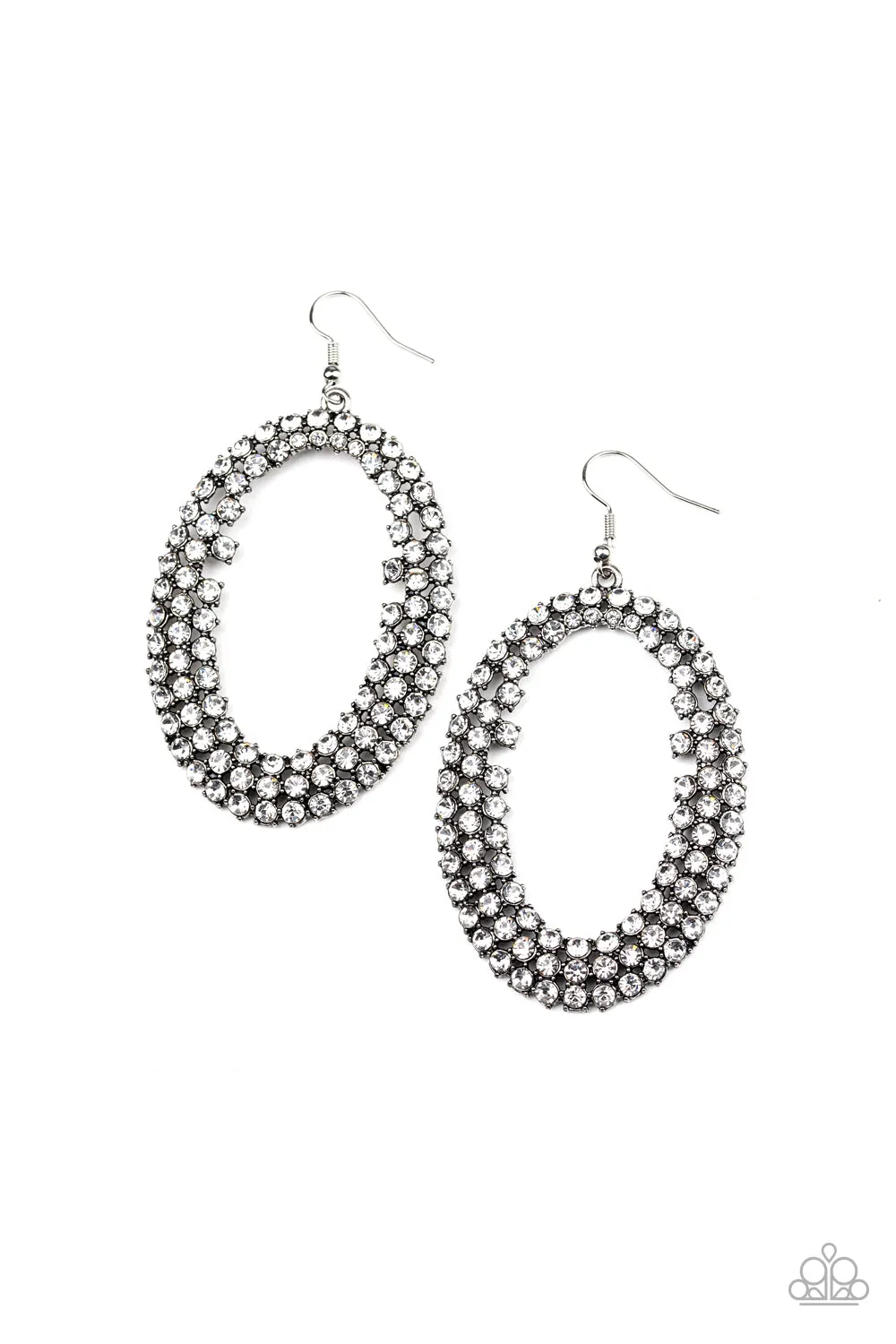 Radical Razzle - White Paparazzi Earrings Life of the Party