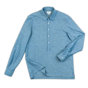 Raimond long-sleeved shirt in indigo cotton (ocean blue)