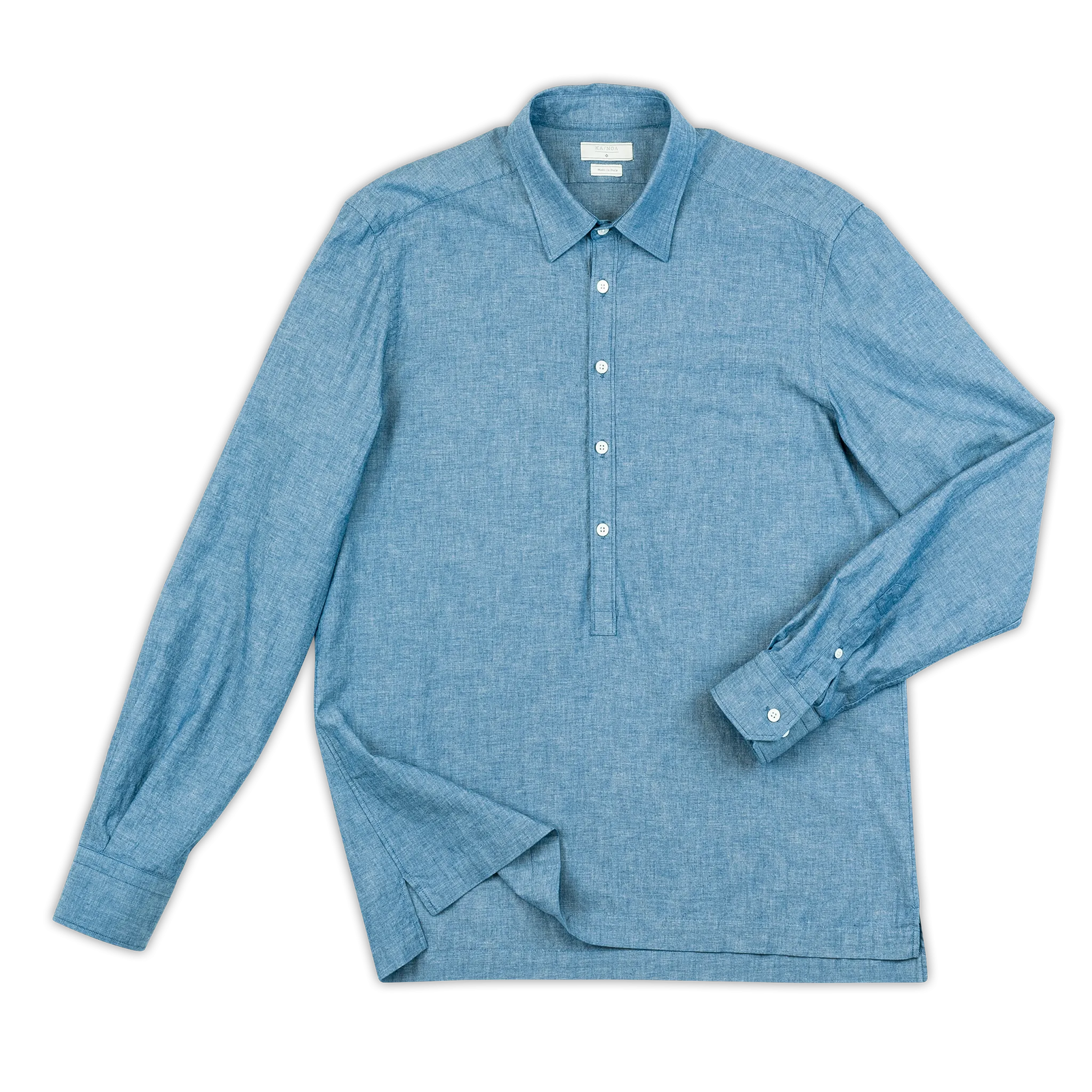 Raimond long-sleeved shirt in indigo cotton (ocean blue)