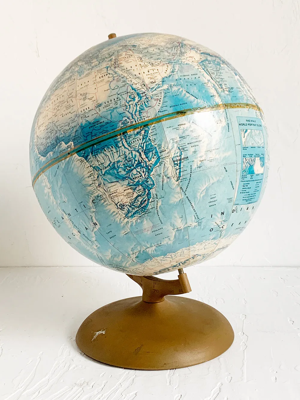 Rand McNally Vintage 1985 Blue Topographic Globe