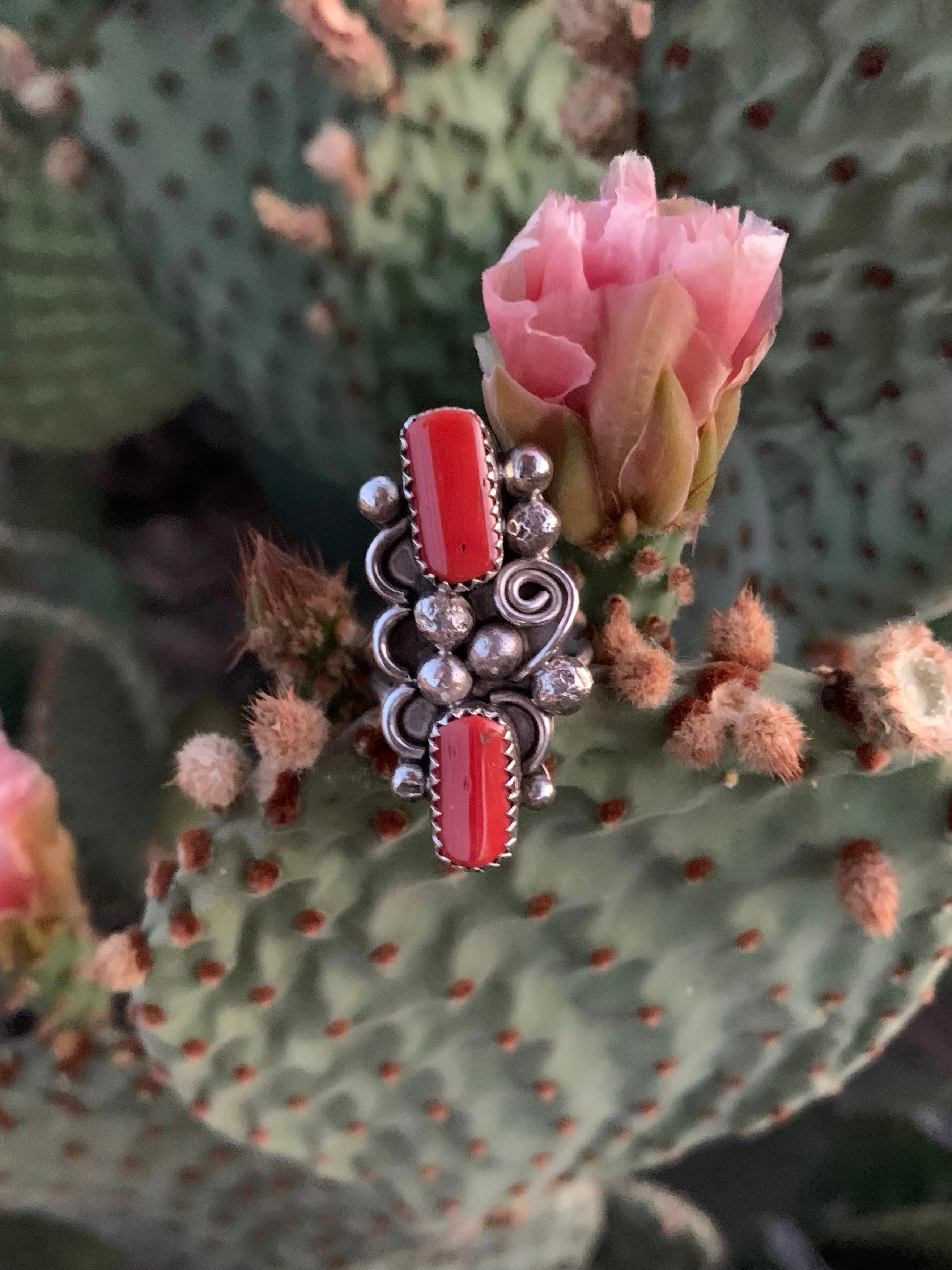 Red Coral ring size 7 1/4