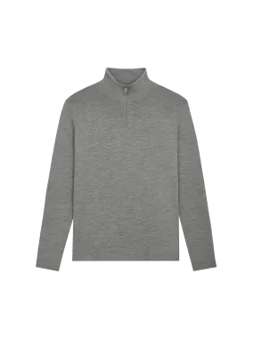 Regenerative Merino Wool Half-Zip Sweater—grey marl